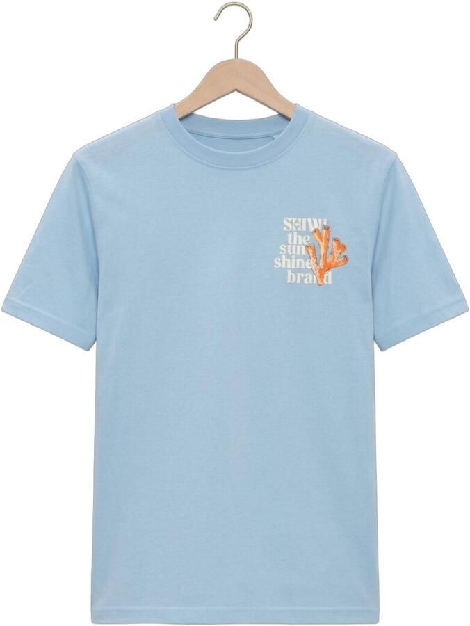 SHIWI Heren Polo's & T-shirts Liam Regular Fit Painted Coral T-shirt Lichtblauw - Foto 2