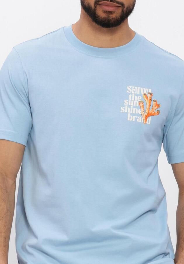 SHIWI Heren Polo's & T-shirts Liam Regular Fit Painted Coral T-shirt Lichtblauw - Foto 4