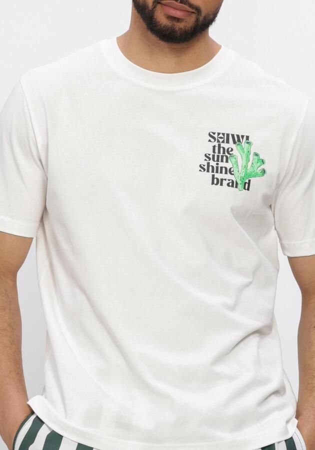 SHIWI Heren Polo's & T-shirts Liam Regular Fit Painted Coral T-shirt Wit - Foto 4