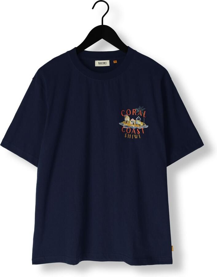 SHIWI Heren Polo's & T-shirts Men Finn Relaxed T-shirt Coral Coast Donkerblauw