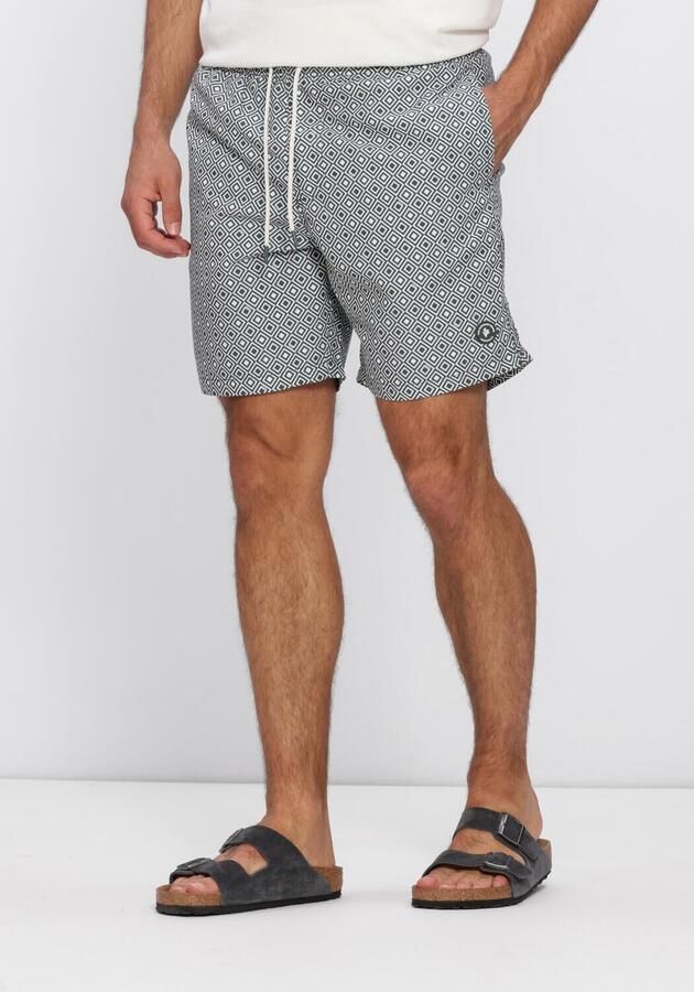 SHIWI Heren Zwembroeken Mike Swim Shorts 7 Inch Geo Square Donkergrijs