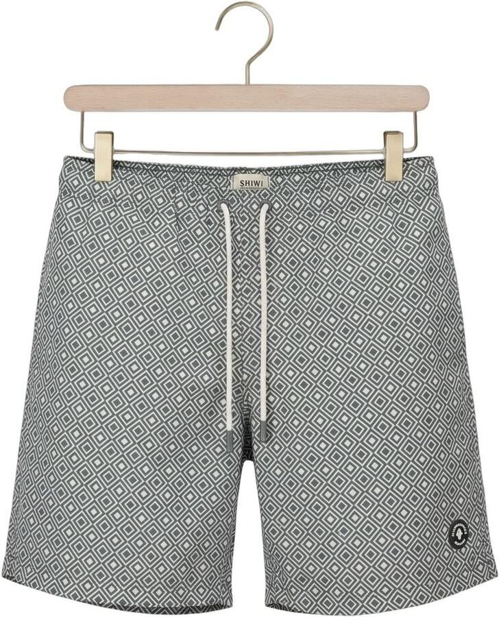SHIWI Heren Zwembroeken Mike Swim Shorts 7 Inch Geo Square Donkergrijs - Foto 2