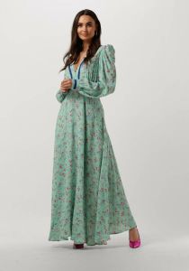 Silvian Heach Long Floral Fantasy Dress With Contrasting Edges Groen Dames