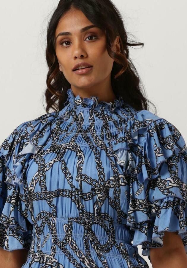 Silvian Heach Bedrukte korte jurk met gerimpelde kraag Blue Dames - Foto 2