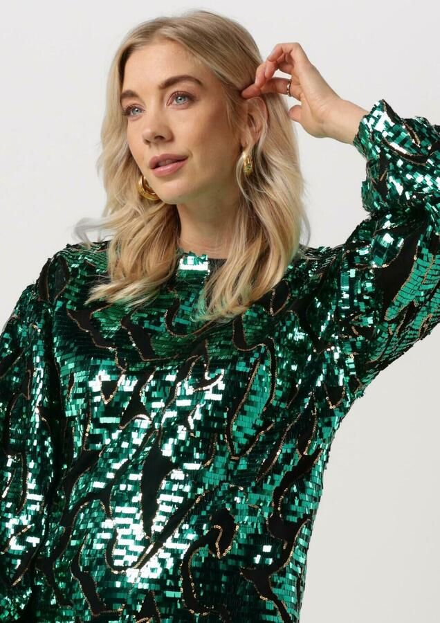 Silvian Heach Pailletten jurk met dierenprint Masaharu groen