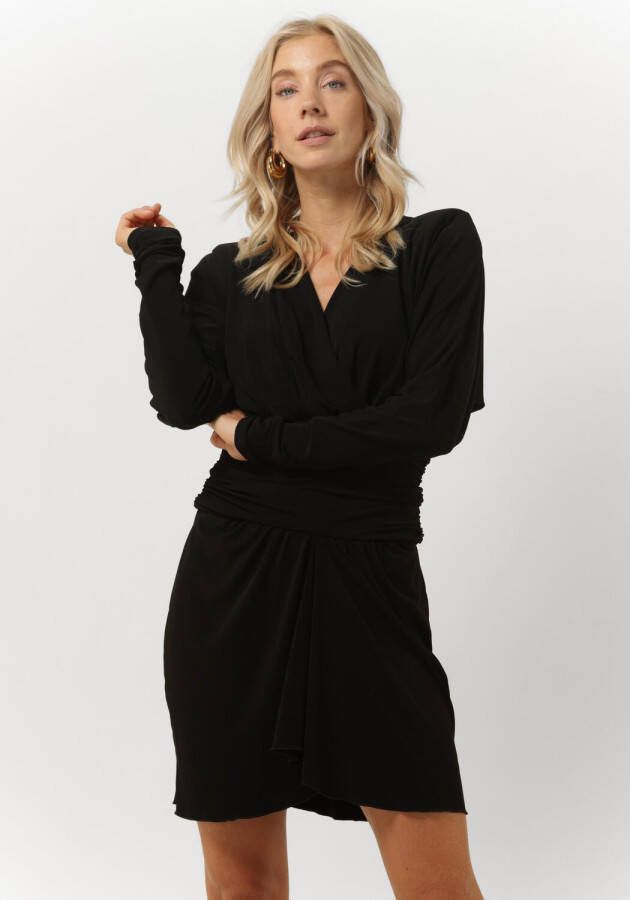 Silvian Heach Elegante Midi Jurk met Omslaghalslijn en Tailledetail Black Dames