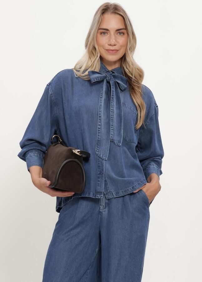 SIMPLE Dames Blouses Wv-hvy-tencel-26-3 Blauw