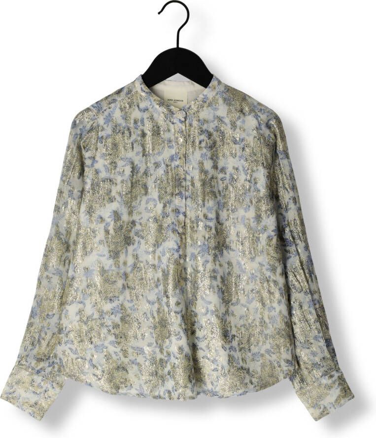 Sofie Schnoor blouse met all over print ecru goud blauw Meisjes Viscose Mao kraag 176