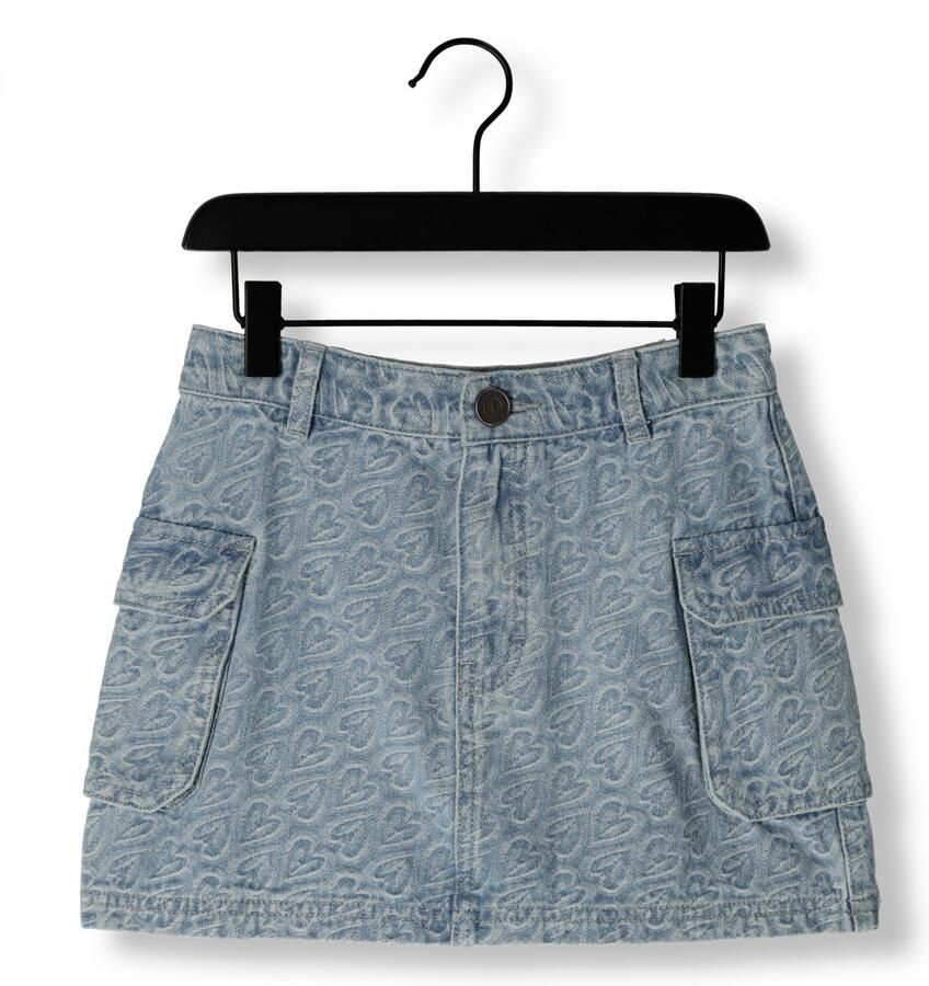 Sofie Schnoor spijkerrok met hartjes light blue denim Blauw Hartjes 128 - Foto 3