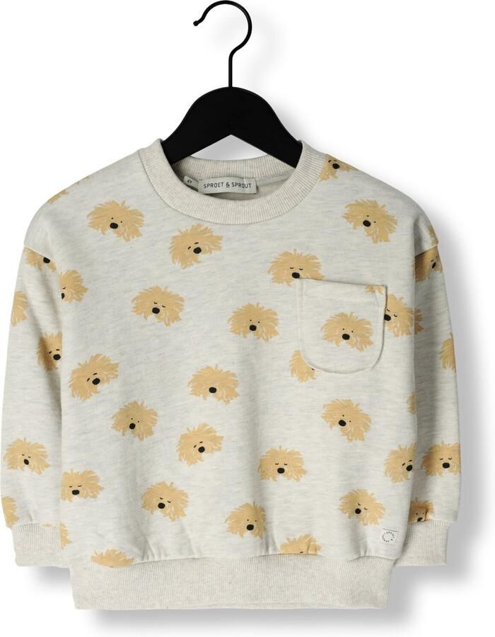 Sproet & Sprout Jongens Truien & Vesten Sweatshirt Moustache Dog Print Wit - Foto 3
