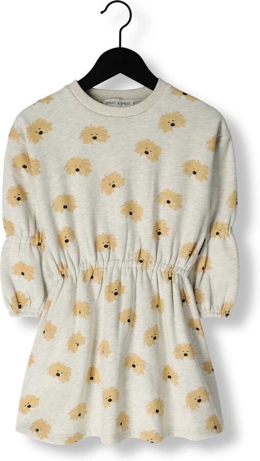 Sproet & Sprout Meisjes Jurken Dress Moustache Dog Print Grijs - Foto 3