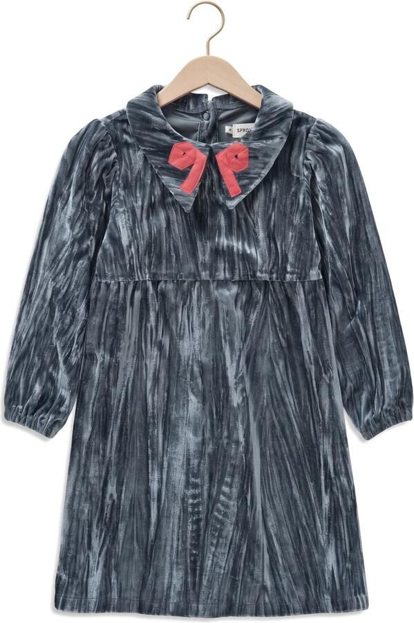 SPROET & SPROUT Meisjes Jurken Velvet Dress Bow Petrol