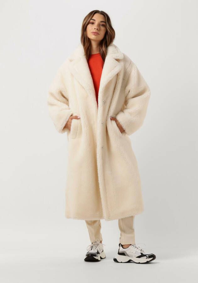 Stand Studio Oversized Faux Fur Teddy Coat White Dames