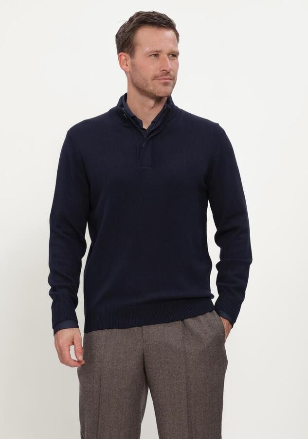 STEFANO LAURAN Heren Truien & Vesten Double Knit Zip Donkerblauw
