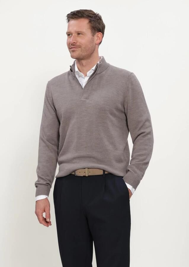 STEFANO LAURAN Heren Truien & Vesten Double Knit Zip Taupe