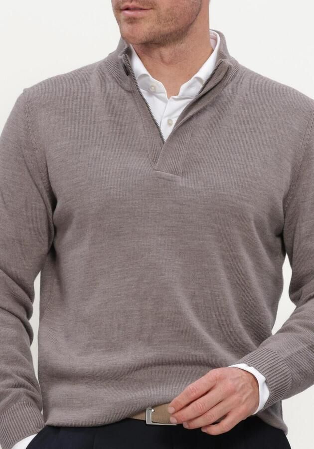 STEFANO LAURAN Heren Truien & Vesten Double Knit Zip Taupe - Foto 4