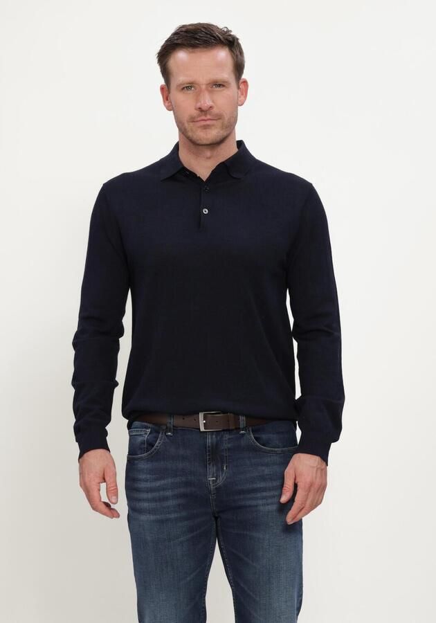 STEFANO LAURAN Heren Truien & Vesten Polo Button Merino Donkerblauw