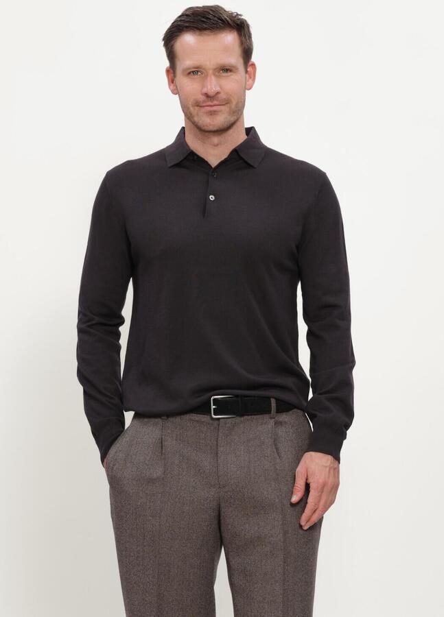 STEFANO LAURAN Heren Truien & Vesten Polo Button Merino Donkergrijs