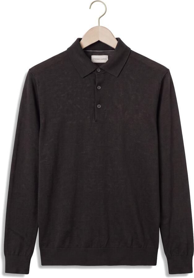 STEFANO LAURAN Heren Truien & Vesten Polo Button Merino Donkergrijs - Foto 4