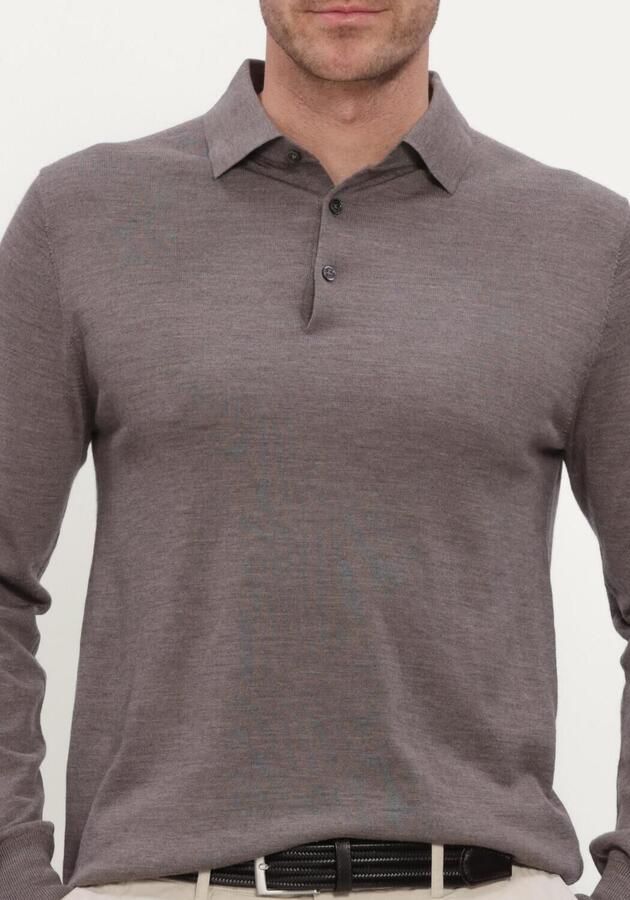 STEFANO LAURAN Heren Truien & Vesten Polo Button Merino Taupe - Foto 3