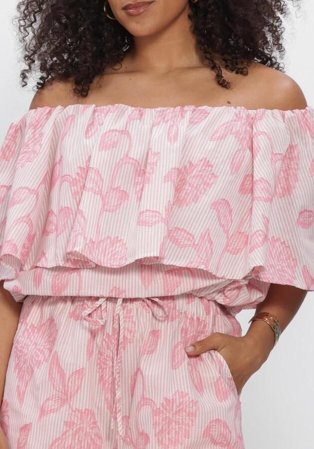 Studio AMAYA gestreepte off shoulder top roze - Foto 3