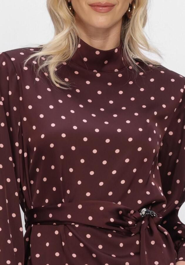Studio AMAYA blouse met ceintuur en stippen donkerrood - Foto 3