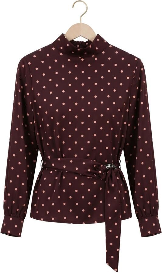 Studio AMAYA blouse met ceintuur en stippen donkerrood - Foto 4