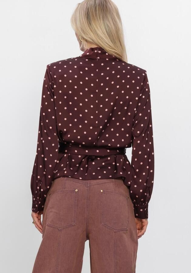 Studio AMAYA blouse met ceintuur en stippen donkerrood - Foto 2