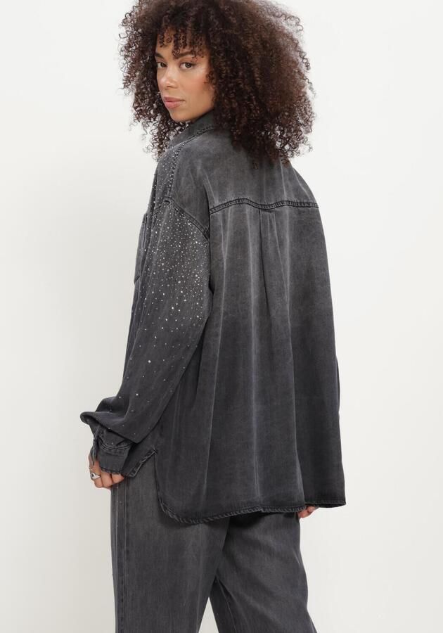 Studio AMAYA denim blouse met strass-steentjes grey denim - Foto 2