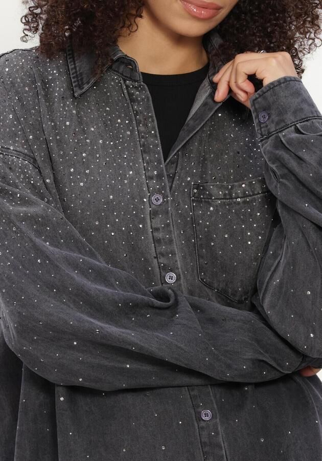 Studio AMAYA denim blouse met strass-steentjes grey denim - Foto 3