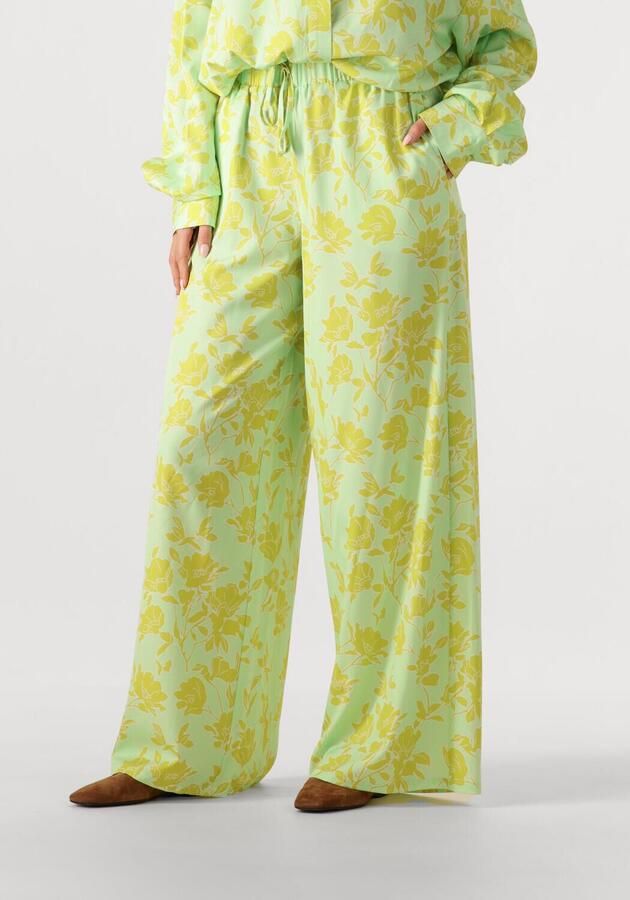 Studio AMAYA wide leg high waist gebloemde broek groen