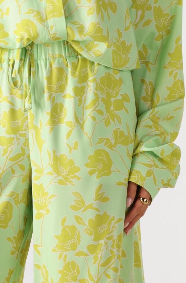Studio AMAYA wide leg high waist gebloemde broek groen - Foto 3