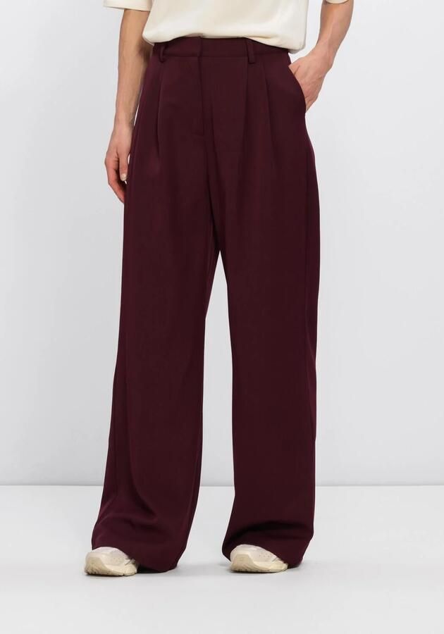 Studio AMAYA wide leg broek met plooien donkerrood