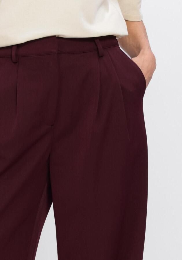 Studio AMAYA wide leg broek met plooien donkerrood - Foto 3