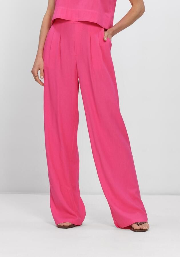 Studio AMAYA straight high waist broek met linnen roze