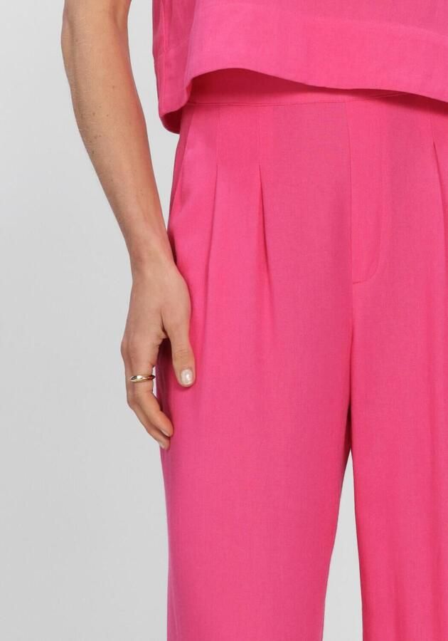 Studio AMAYA straight high waist broek met linnen roze - Foto 3