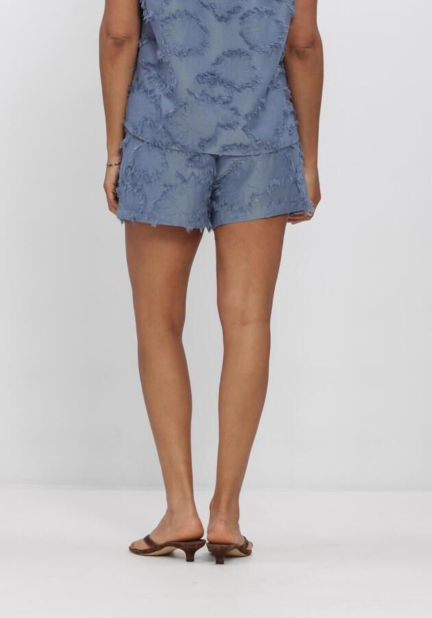 Studio AMAYA regular high waist casual short met textuur blauw - Foto 3