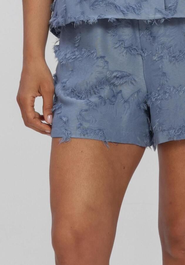Studio AMAYA regular high waist casual short met textuur blauw - Foto 4