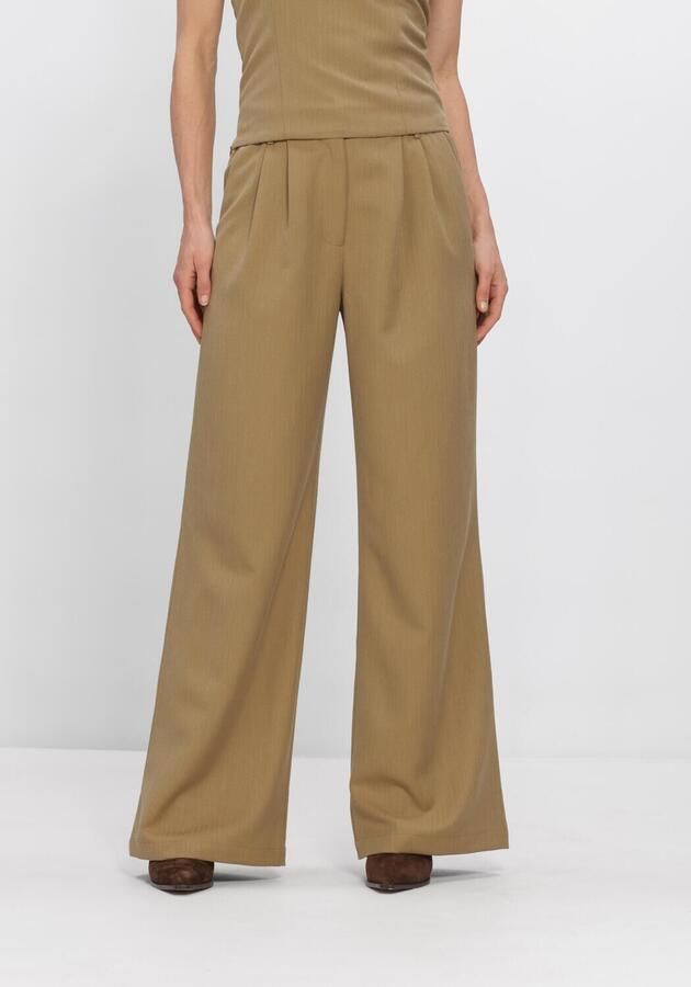 Studio AMAYA X Sofie Graafland wide leg broek met plooien kaki