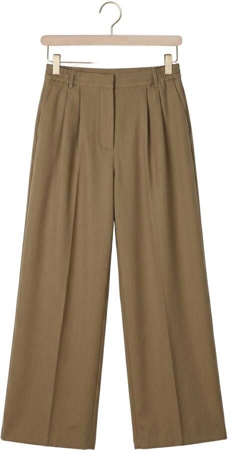 Studio AMAYA X Sofie Graafland wide leg broek met plooien kaki - Foto 4