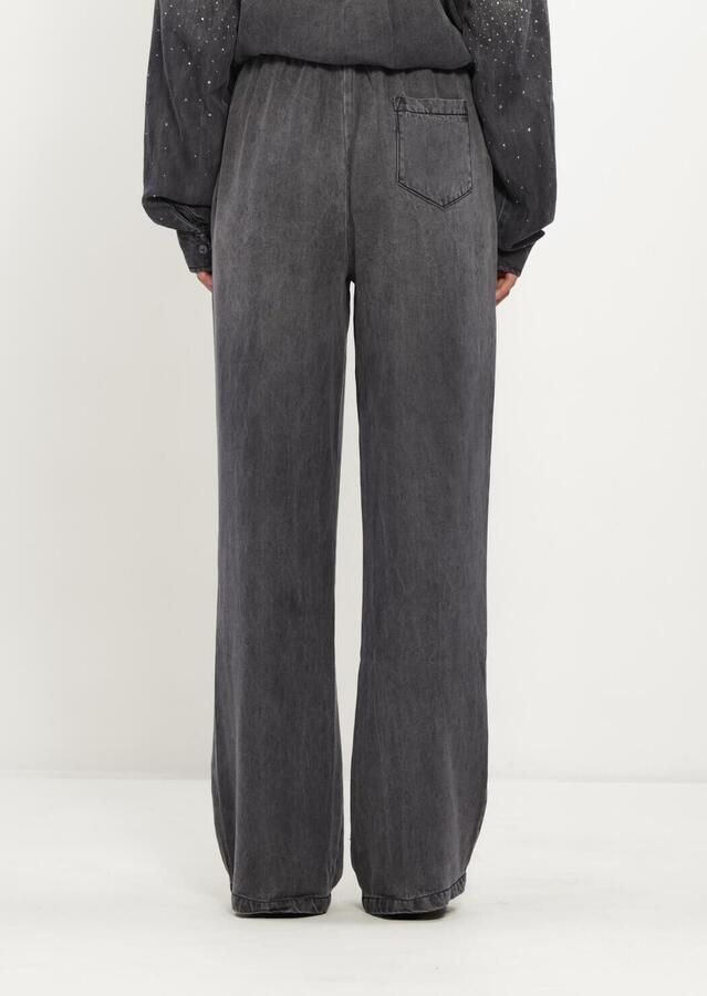 Studio AMAYA wide leg denim broek met strass-steentjes grey denim - Foto 2