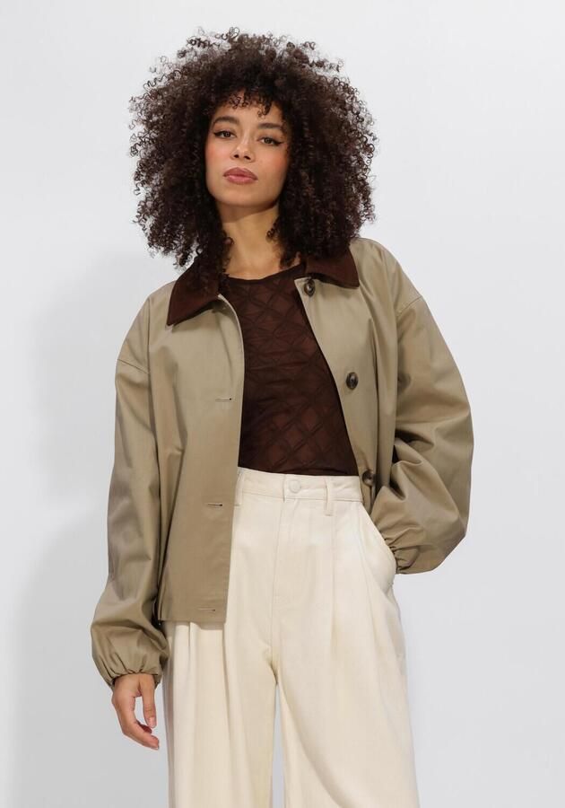 STUDIO AR Dames Jassen Camilla Cotton Twill Khaki