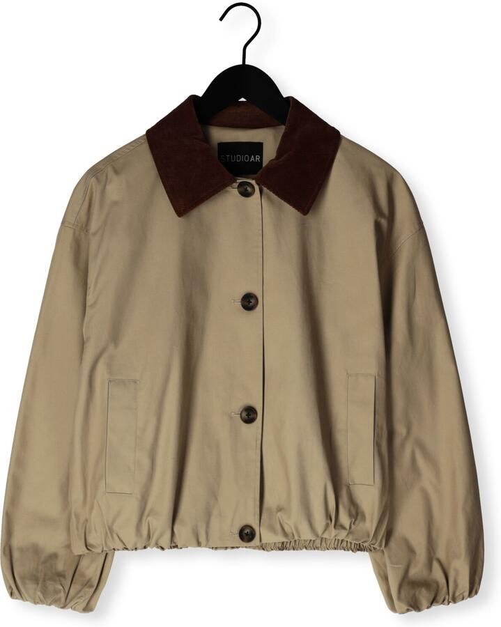 STUDIO AR Dames Jassen Camilla Cotton Twill Khaki - Foto 2