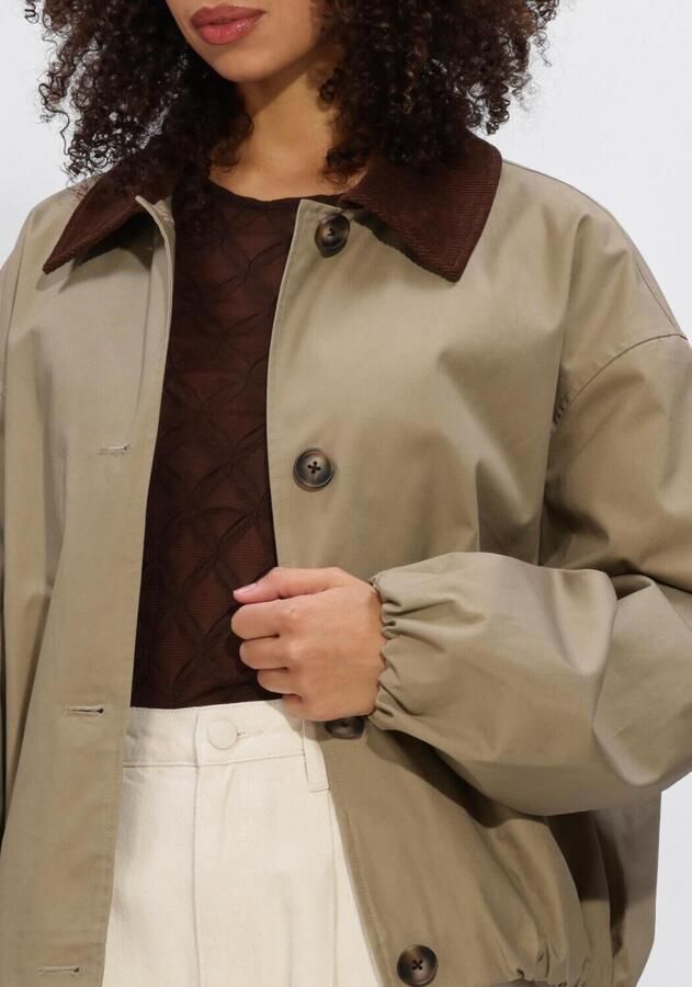 STUDIO AR Dames Jassen Camilla Cotton Twill Khaki - Foto 3