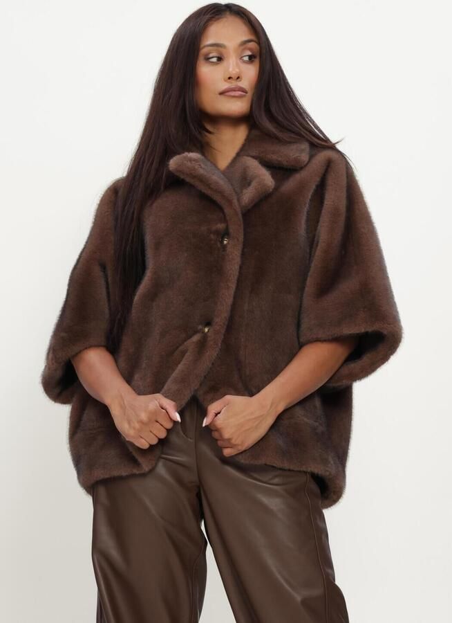 STUDIO AR Dames Jassen Clara Faux Mink Bruin