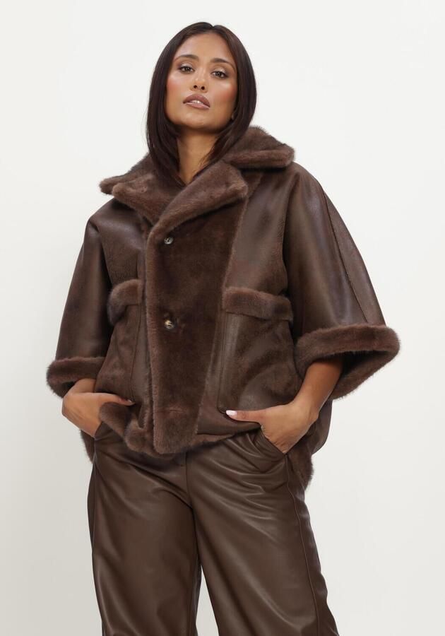 STUDIO AR Dames Jassen Clara Faux Mink Bruin - Foto 3