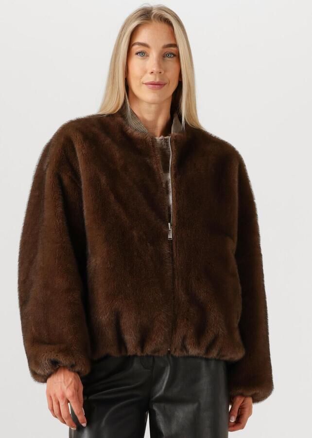 STUDIO AR Reversible faux mink jas Etta bruin - Foto 4