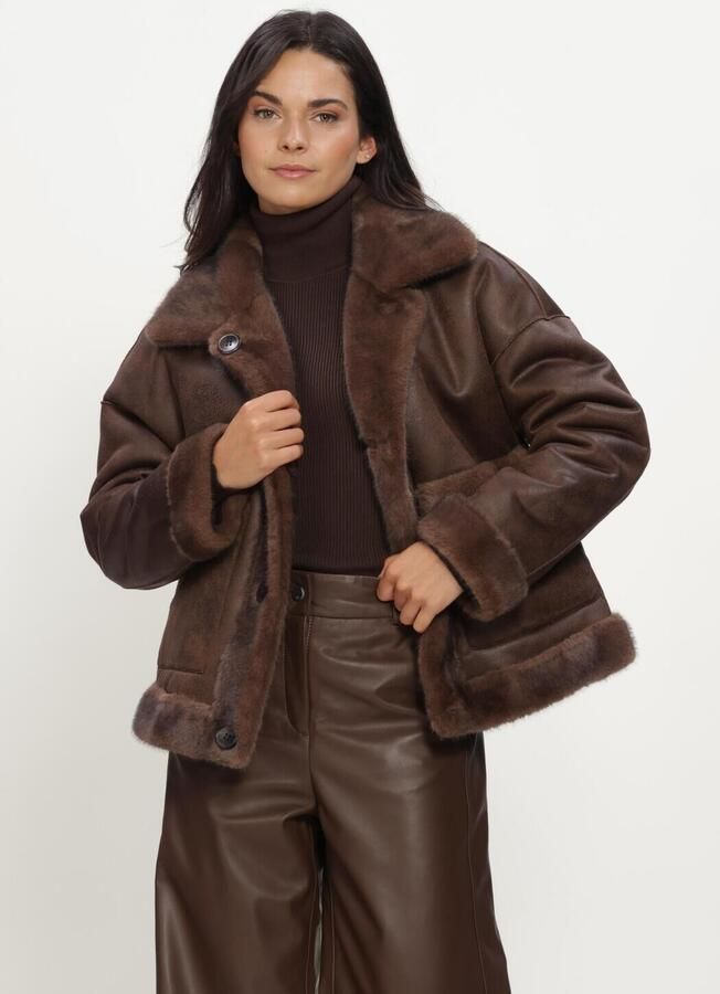 STUDIO AR Dames Jassen Faje Faux Mink Bruin