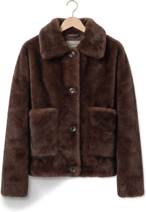 STUDIO AR Dames Jassen Faje Faux Mink Bruin - Foto 4