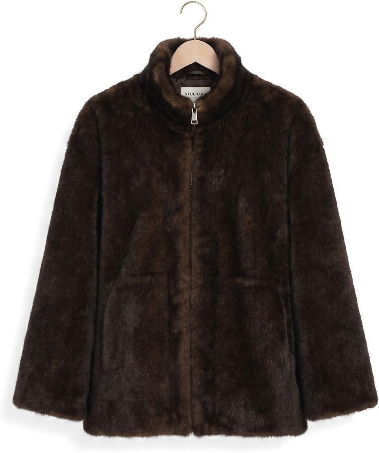 STUDIO AR Dames Jassen Frankie Faux Mink Bruin - Foto 2